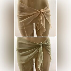 Zuliana Earth Tones Chic Sheer Sarong Wrap Skirt Bundle Of 2 New